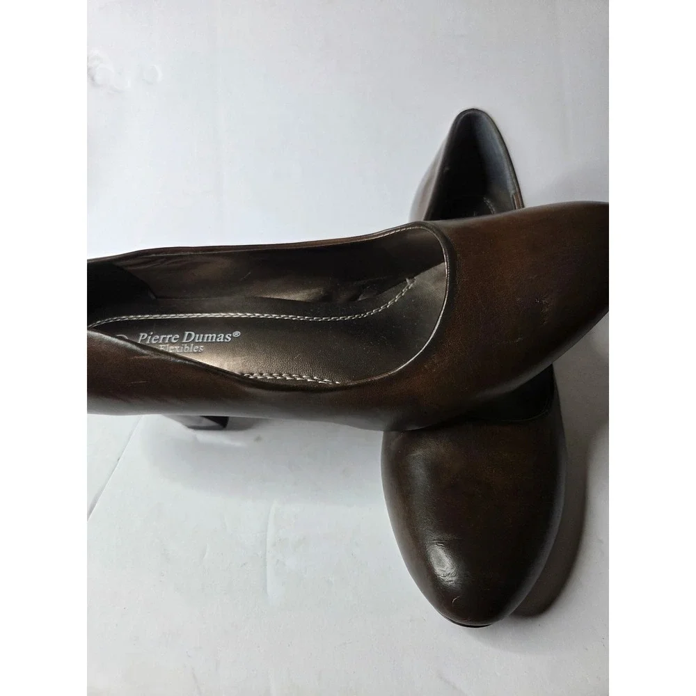 Pierre Dumas Flexibles Dexter-1 Brown Round Toe Block Heel Pumps Womens Size 10M